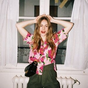 The Kooples Pink Floral Button Down Shirt